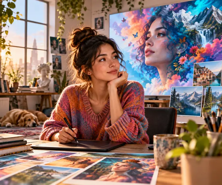 Portrait présenté avec un rendu pictural
